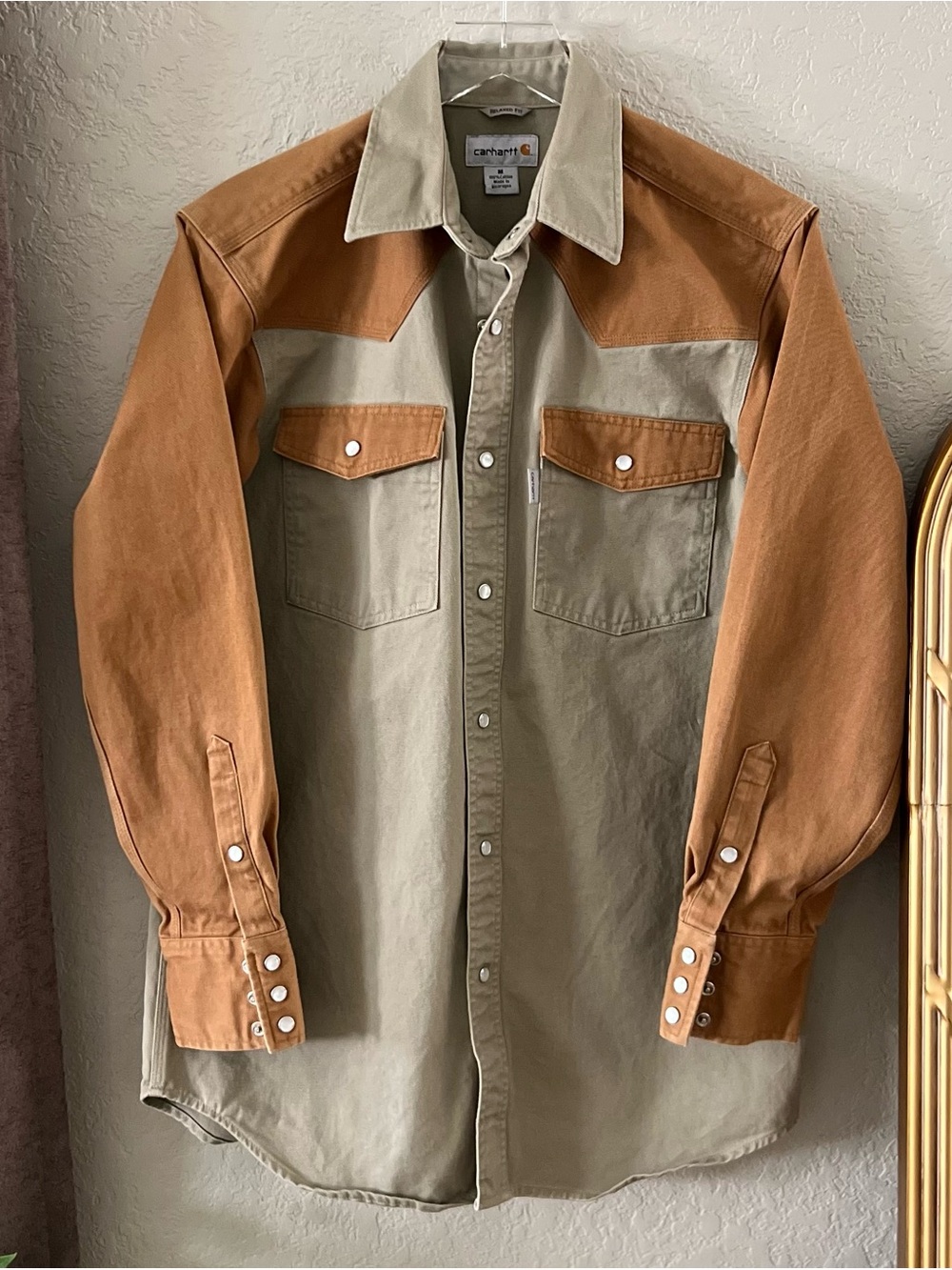 Carhartt S209 Long Sleeve Snap-Front Twill Work Shirt Size Medium